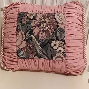 Pink and blue tapestry accent pillows